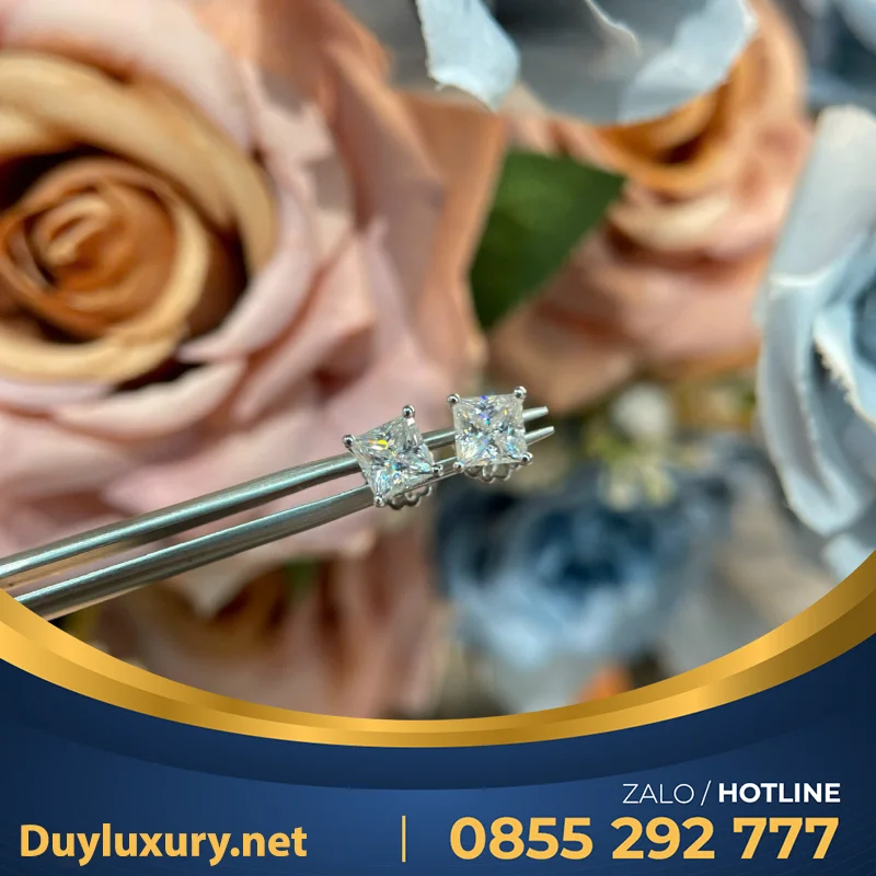 Bông Tai Vàng Trắng Moissanite