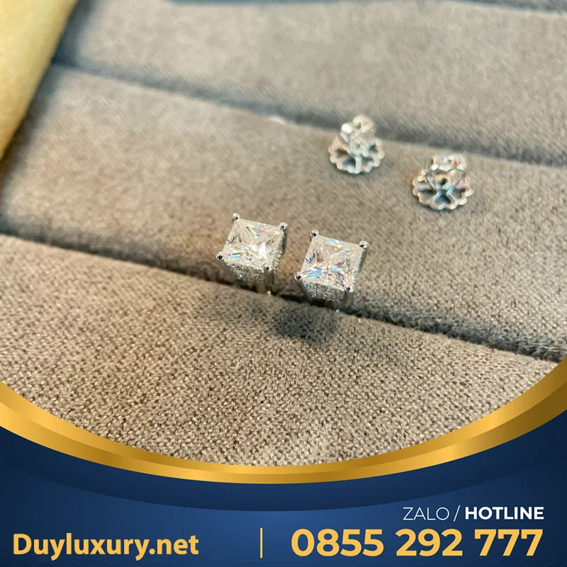 Bông Tai Vàng Trắng Moissanite