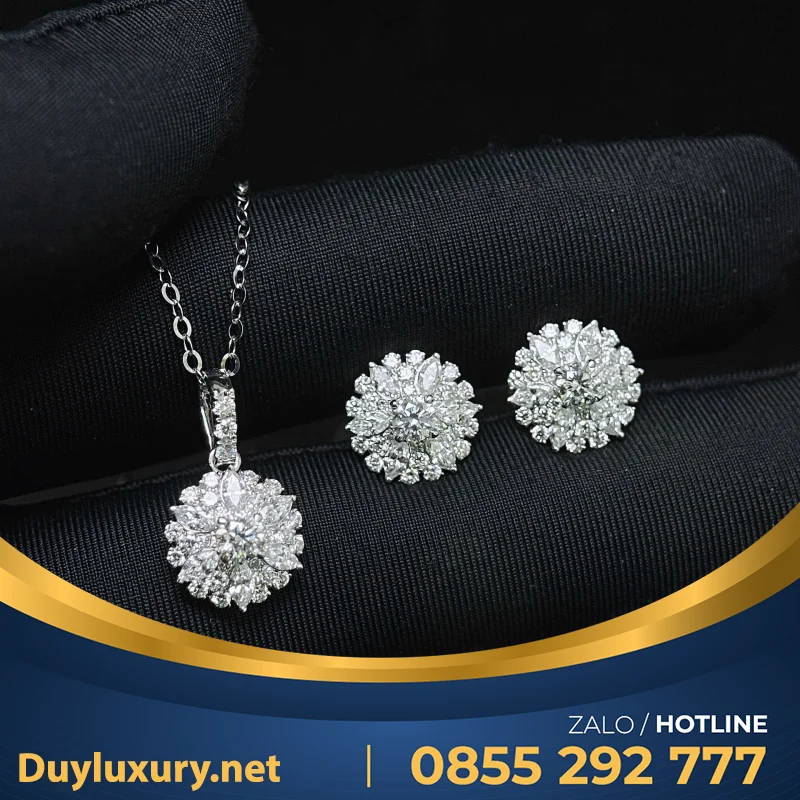 Combo Dây Chuyền - Bông Tai Hoa Mẫu 4