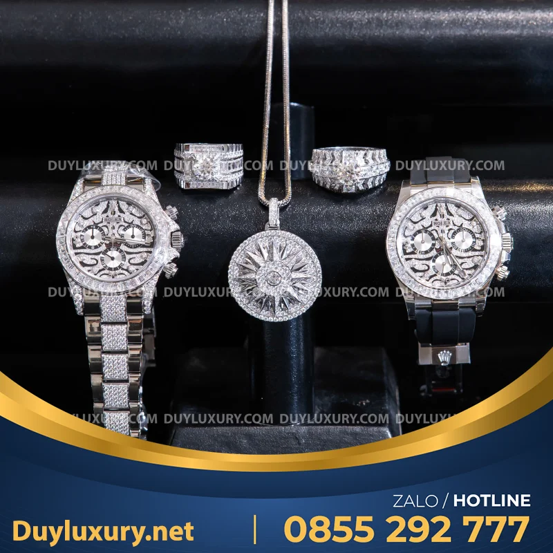 Combo Đồng Hồ + Vòng Cổ + Nhẫn Moissanite 1