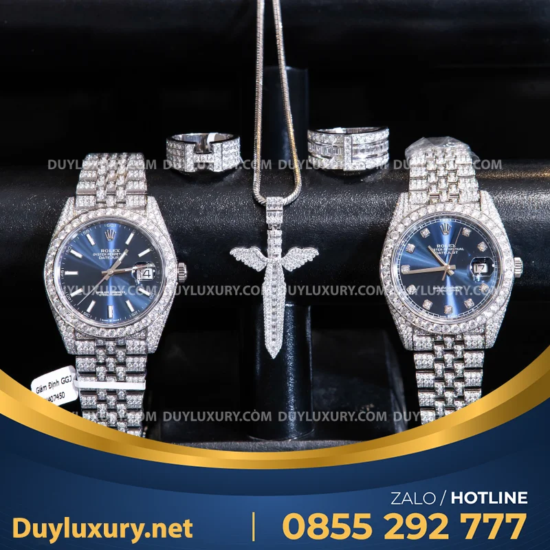 Combo Đồng Hồ + Vòng Cổ + Nhẫn Moissanite 1