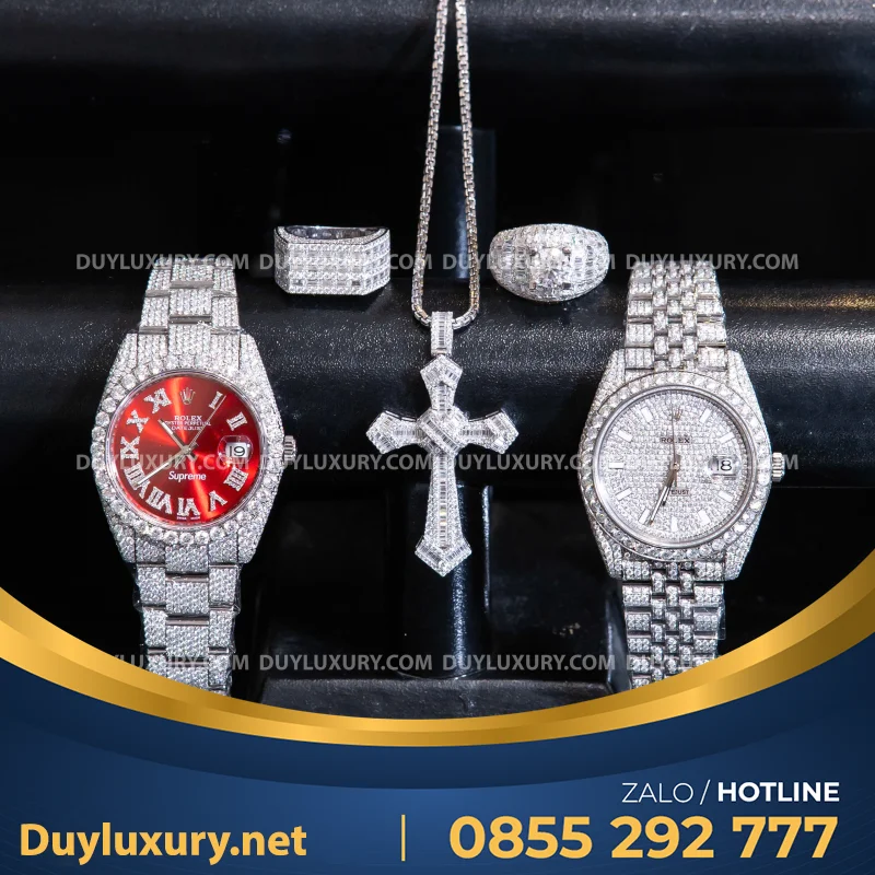 Combo Đồng Hồ + Vòng Cổ + Nhẫn Moissanite 1