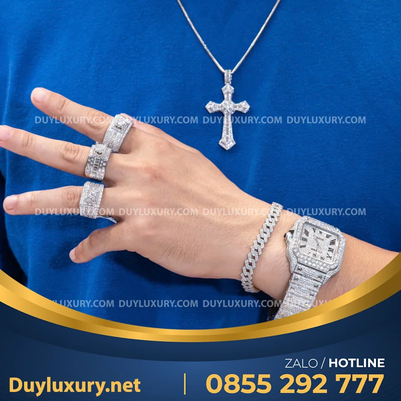 Combo Đồng Hồ + Vòng Cổ + Nhẫn Moissanite