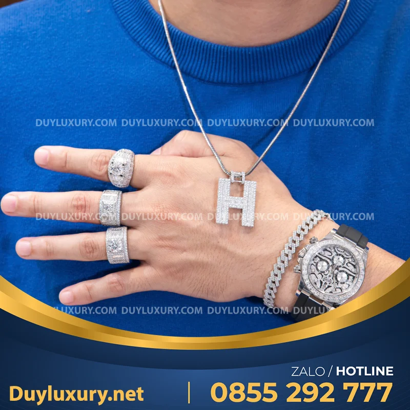 Combo Đồng Hồ + Vòng Cổ + Nhẫn Moissanite