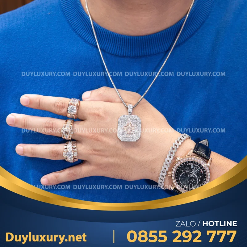 Combo Đồng Hồ + Vòng Cổ + Nhẫn Moissanite