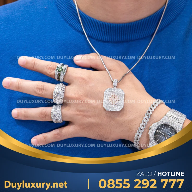 Combo Đồng Hồ + Vòng Cổ + Nhẫn Moissanite