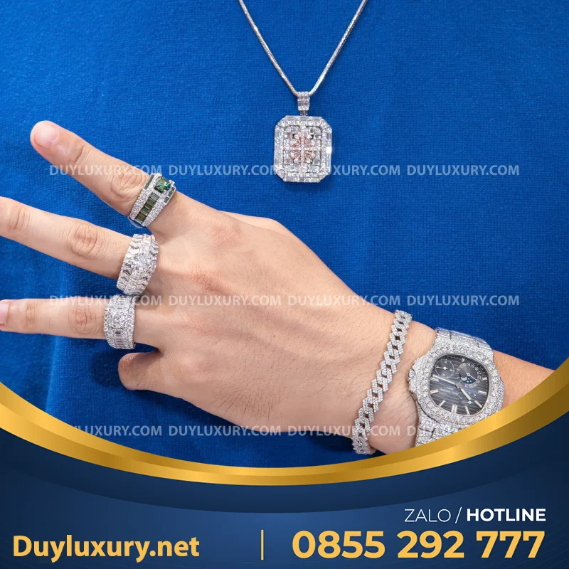 Combo Đồng Hồ + Vòng Cổ + Nhẫn Moissanite