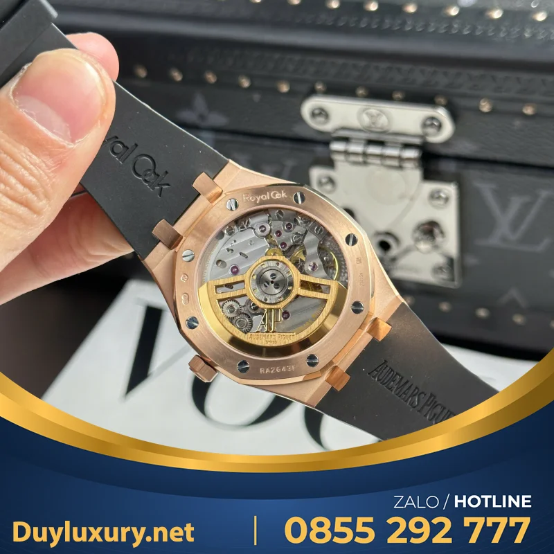Đồng Hồ Audemars Piguet Royal Oak 15500OR Bọc Vàng Hồng Dây Da Đen 41mm