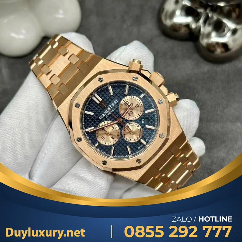 Đồng Hồ Audemars Piguet Royal Oak 26331 Chế Tác Vàng Hồng 18k Blue Dial 41mm