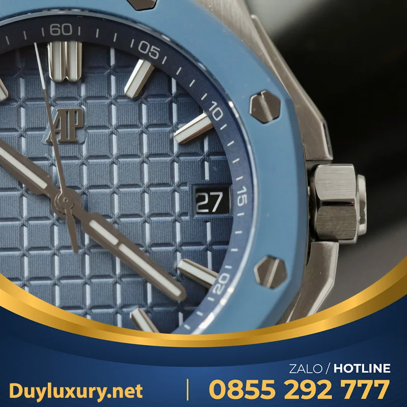 Đồng Hồ Audemars Piguet Royal Oak Offshore 15605SK Viền Cao Su Xanh Replica Cao Cấp 43mm