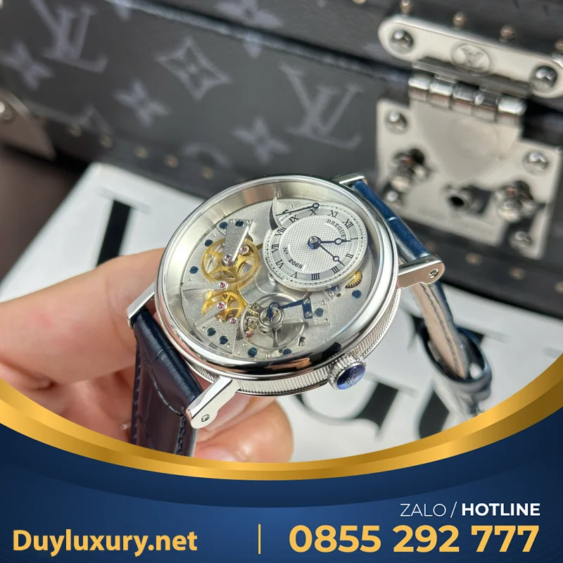 Đồng Hồ Breguet Tradition 7057 Replica Cao Cấp Dây Da Xanh Dương Nhà Máy ZF 40mm