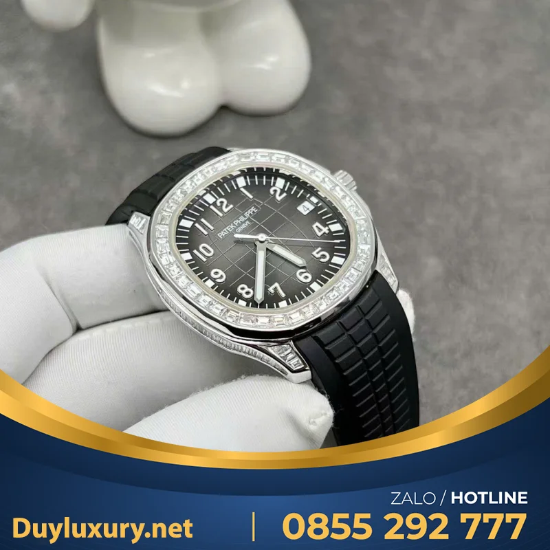 Đồng Hồ Chế Tác Patek Philippe Aquanaut 5167 Vàng Trăng 18k Kim Cương Thiên Nhiên Chuẩn Auth 40mm