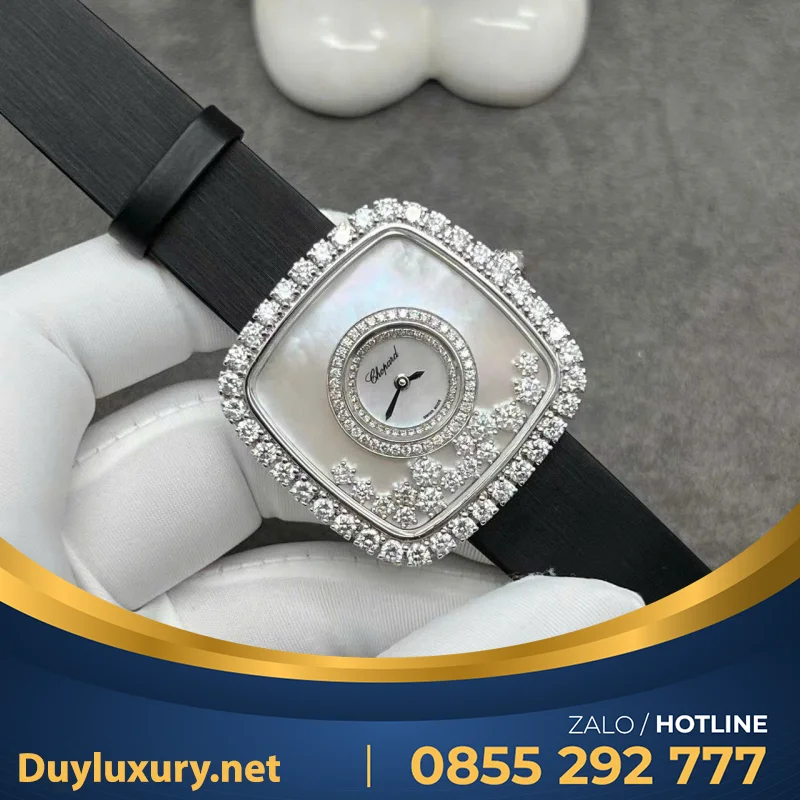 Đồng Hồ Chopard 204368-5001 Chế Tác Vàng Trắng 18k Kim Cương Thiên Nhiên 37.85X37.85mm
