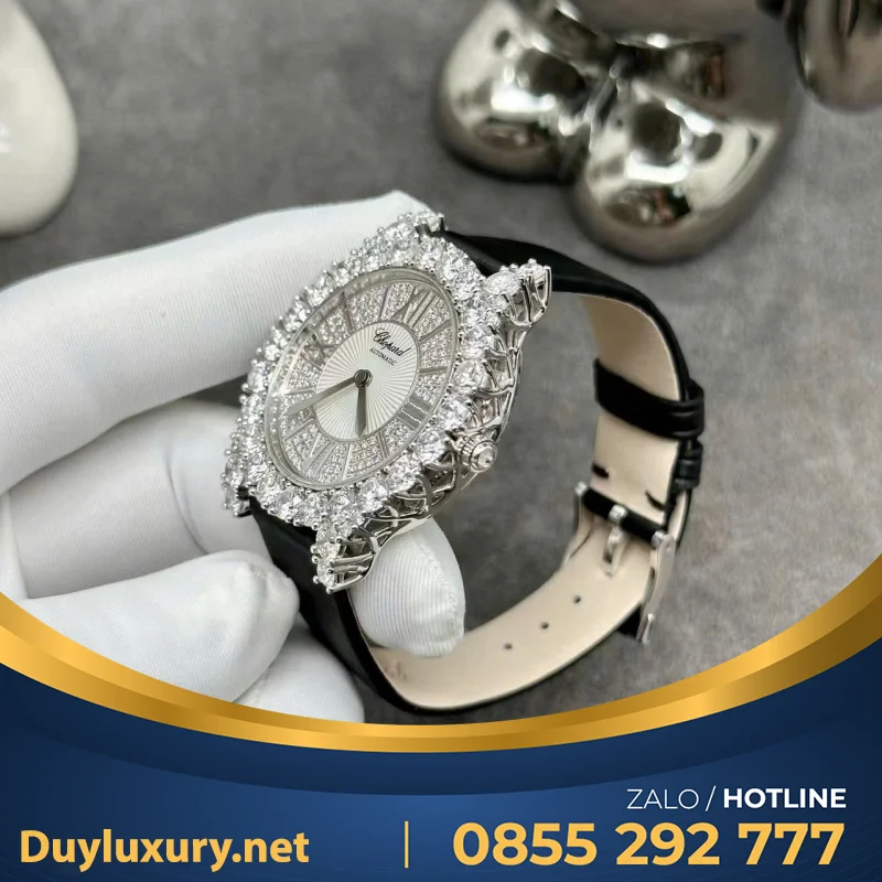 Đồng Hồ Chopard Chế Tác Vàng Trắng 18k Kim Cương Thiên Nhiên 34mm
