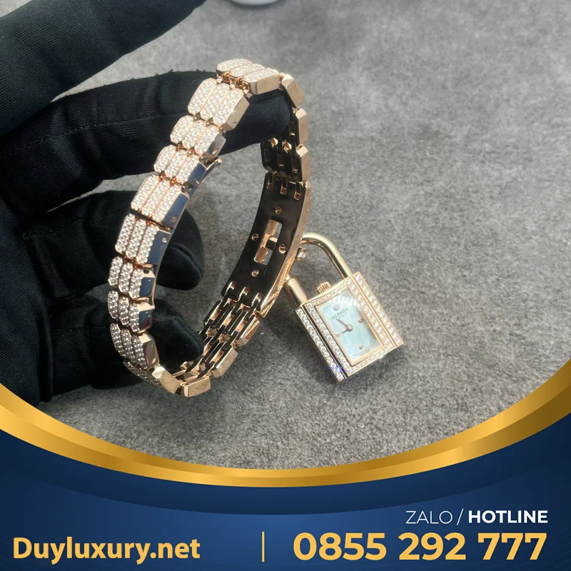 Đồng Hồ Hermes Chế Tác Vàng Khối 18k Full Kim Cương Thiên Nhiên