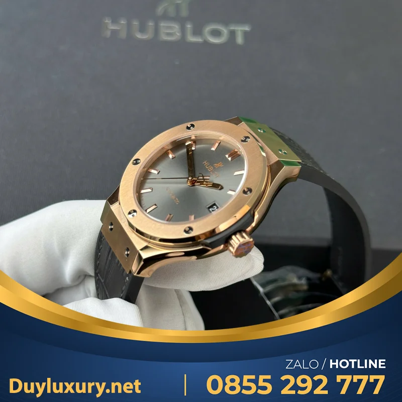 Đồng Hồ Hublot Classic Fusion King Gold Gray Replica 1:1 Nhà Máy JJF 38mm