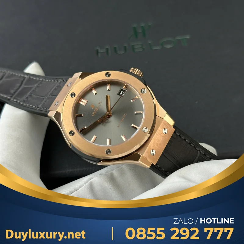 Đồng Hồ Hublot Classic Fusion King Gold Gray Replica 1:1 Nhà Máy JJF 38mm