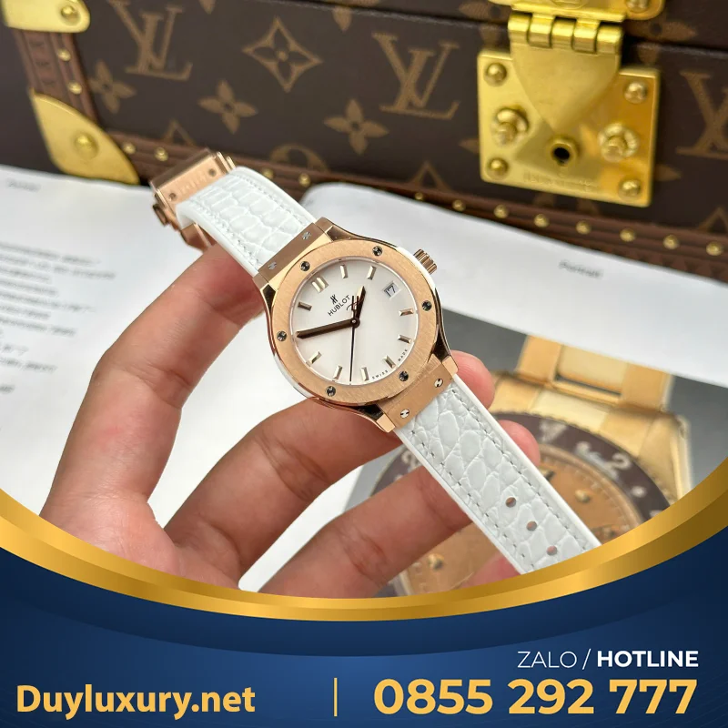 Đồng Hồ Hublot Classic Fusion King Gold Replica Dành Cho Nữ  Hb Factory 33Mm