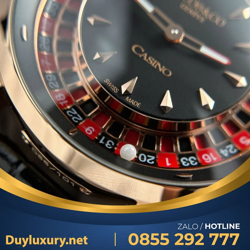 Đồng hồ Jacob & Co Casino Roulette Replica 1 1 dây da màu đen 44mm