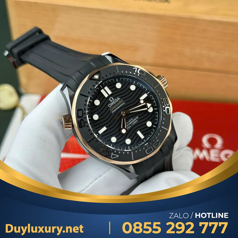 Đồng Hồ Omega Seamaster Diver 300M Replica 1:1 Mặt Số Đen viền gốm Ceramic VSF 42mm