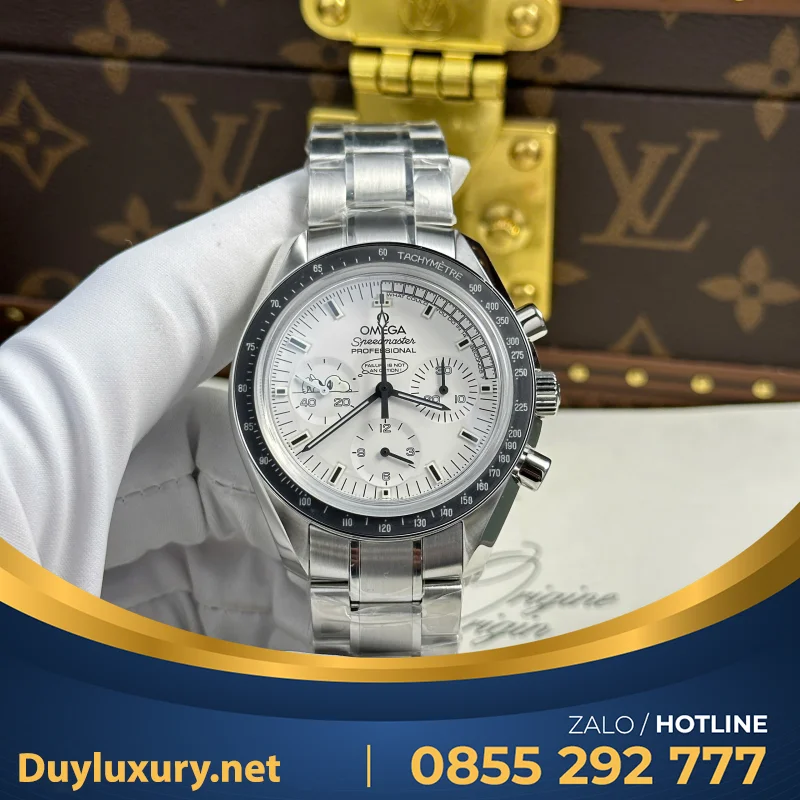 Đồng Hồ Omega Speedmaster Apollo 13 Silver Snoopy— Size 42Mm— Chạy Full Chức Năng Chronograph— Om Factory