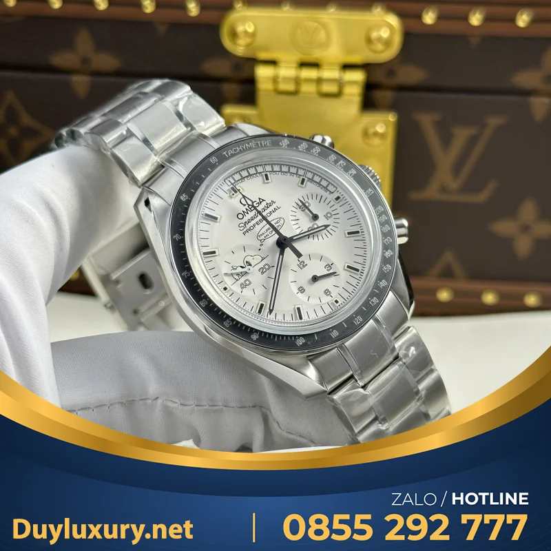 Đồng Hồ Omega Speedmaster Apollo 13 Silver Snoopy— Size 42Mm— Chạy Full Chức Năng Chronograph— Om Factory