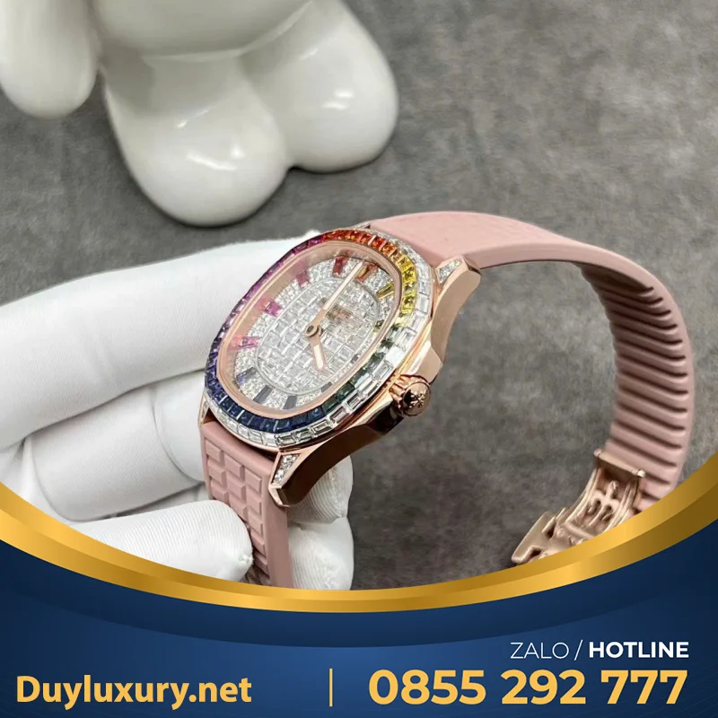 Đồng Hồ Patek Philippe Aquanaut 5062 Bọc Vàng Hồng 18k Rainbow Benzel  35.6mm