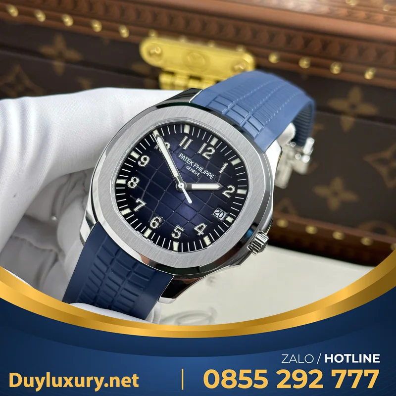 Đồng Hồ Patek Philippe Aquanaut 5168G Màu Xanh Blue Chế Tác Tinh Chỉnh Mặt Số + Kim + Máy Móc Chuẩn Auth 42.2Mm