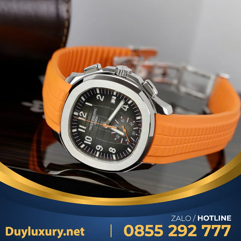 Đồng Hồ Patek Philippe Aquanaut 5968A Replica 11 Dây Cao Su Màu Cam 42.2mm