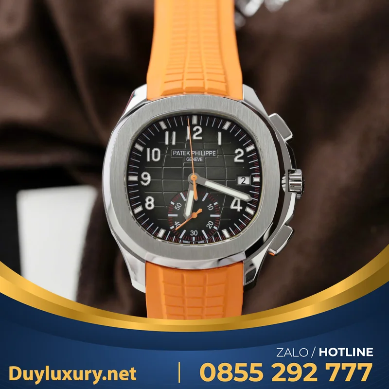 Đồng Hồ Patek Philippe Aquanaut 5968A Replica 11 Dây Cao Su Màu Cam 42.2mm