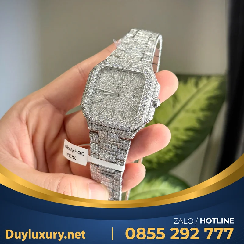 Đồng Hồ Patek Philippe Cubitus 5821 Đính Full Kim Cương Moissanite Hong Kong 45mm
