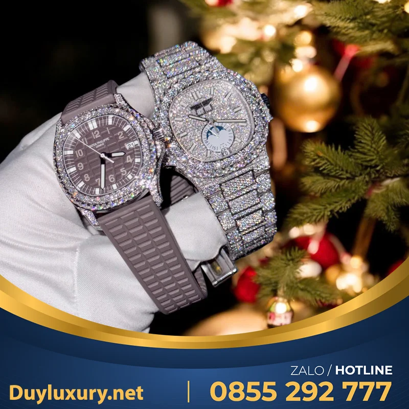 Đồng Hồ Patek Philippe Nautilus Và Aquanaut Độ Moissanite