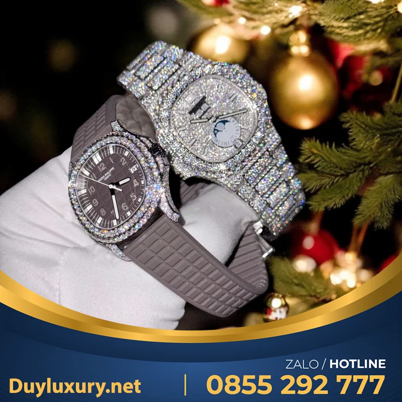 Đồng Hồ Patek Philippe Nautilus Và Aquanaut Độ Moissanite