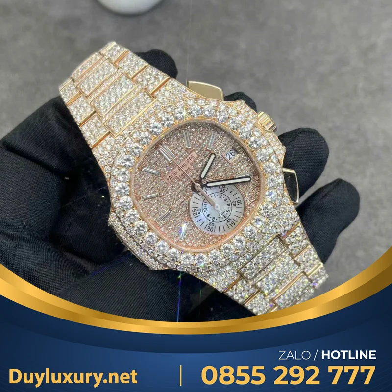 Đồng Hồ Patek Philippe Nautilus 5980r Custom Rose Gold 18k Full Diamond 40mm
