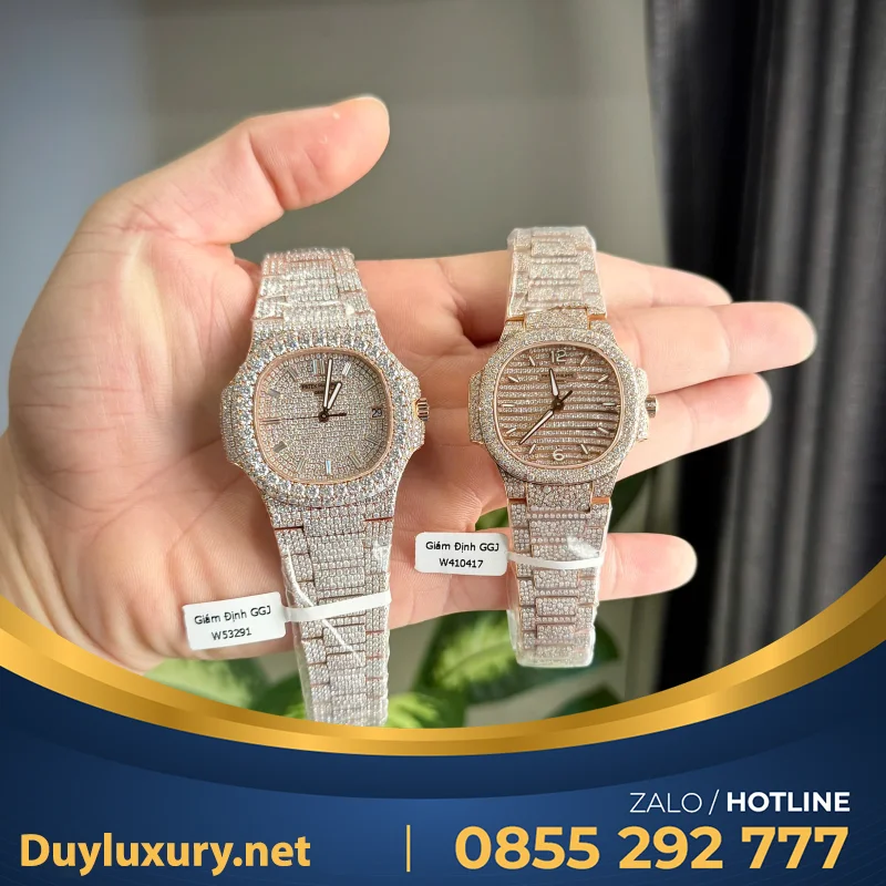 Đồng Hồ Patek Philippe Nautilus 7118 Chế Tác Bọc Vàng + Đính Kim Cương Moissanite 35.2mm