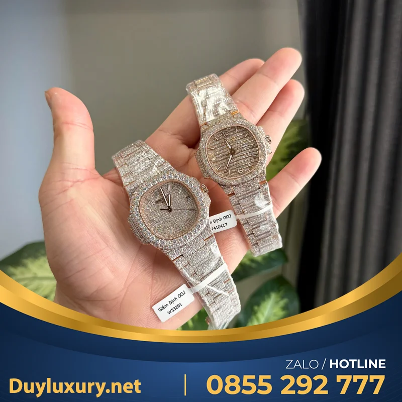 Đồng Hồ Patek Philippe Nautilus 7118 Chế Tác Bọc Vàng + Đính Kim Cương Moissanite 35.2mm