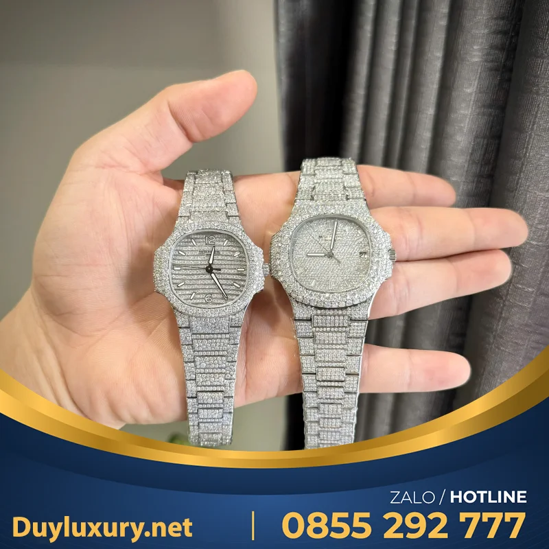 Đồng Hồ Patek Philippe Nautilus 7118 Đính Full Kim Cương Nhân Tạo Moissanite 35.2mm