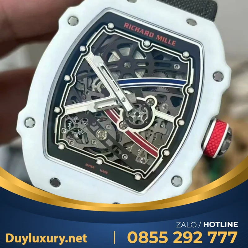 Đồng Hồ Richard Mille Chế Tác RM67-02 Vỏ Carbon Màu Trắng Siêu Nhẹ Trọng Lượng 37 Grams 38.7×47.52mm