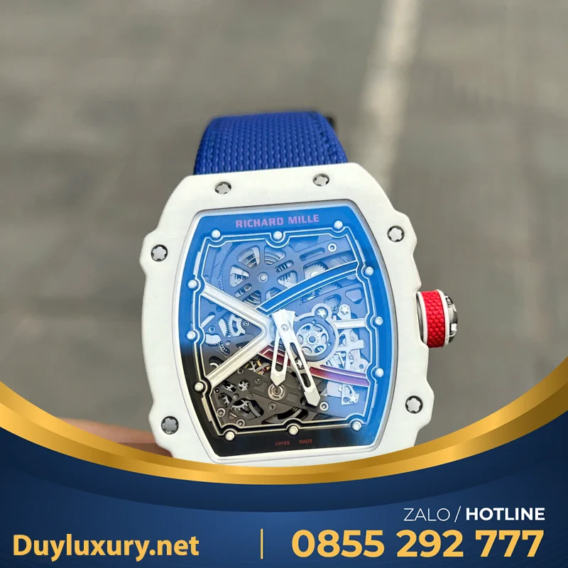 Đồng Hồ Richard Mille Chế Tác RM67-02 Vỏ Carbon White Ceramic France Replica 38.7×47.52mm