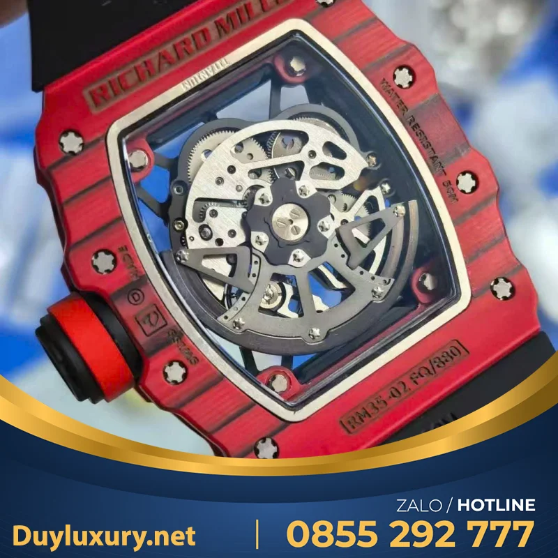 Đồng Hồ Richard Mille RM 35-02 Chế Tác Vỏ Carbon Nhập Khẩu Máy Tinh Chỉnh Kim Cương Thiên Nhiên