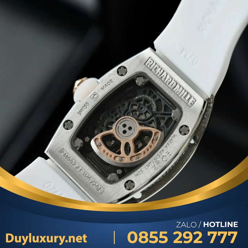 Đồng Hồ Richard Mille RM07-01 Nữ Đính Đá Dây Cao Su Màu Trắng Nhà Máy ZF 36mm