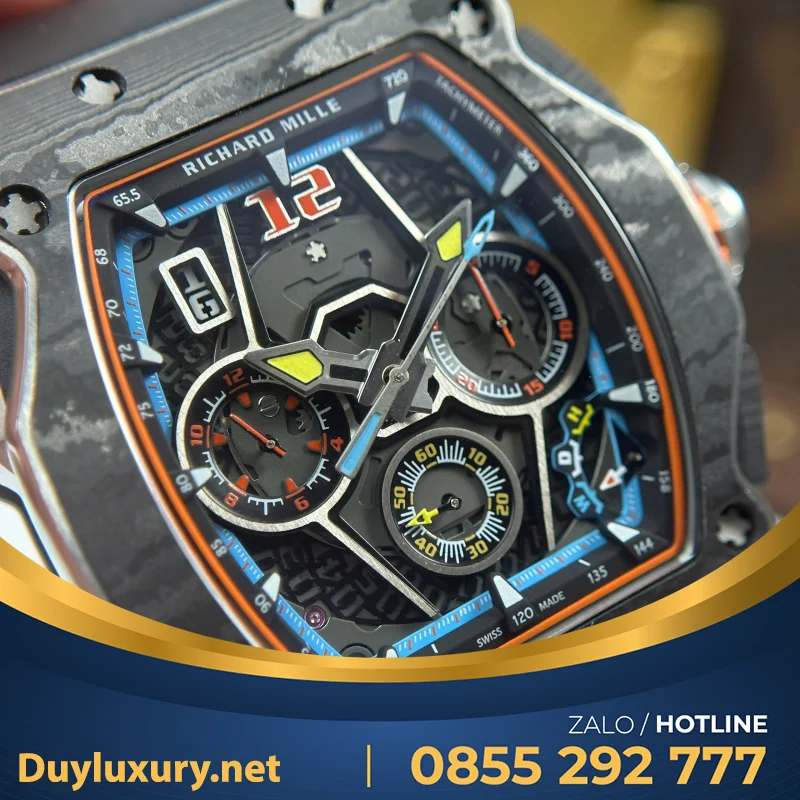 Đồng Hồ Richard Mille Rm65-01 Chế Tác Vỏ Carbon Dây Cao Su Đen 44,5×49,9Mm