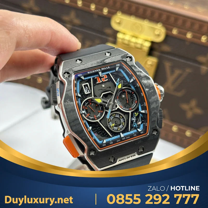 Đồng Hồ Richard Mille Rm65-01 Chế Tác Vỏ Carbon Dây Cao Su Đen 44,5×49,9Mm