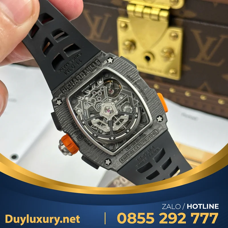 Đồng Hồ Richard Mille Rm65-01 Chế Tác Vỏ Carbon Dây Cao Su Đen 44,5×49,9Mm