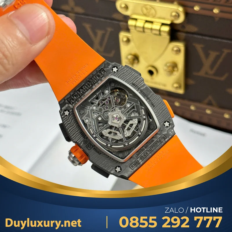 Đồng Hồ Richard Mille Rm65-01 Chế Tác Vỏ Carbon Dây Cao Su Đen 44,5×49,9Mm