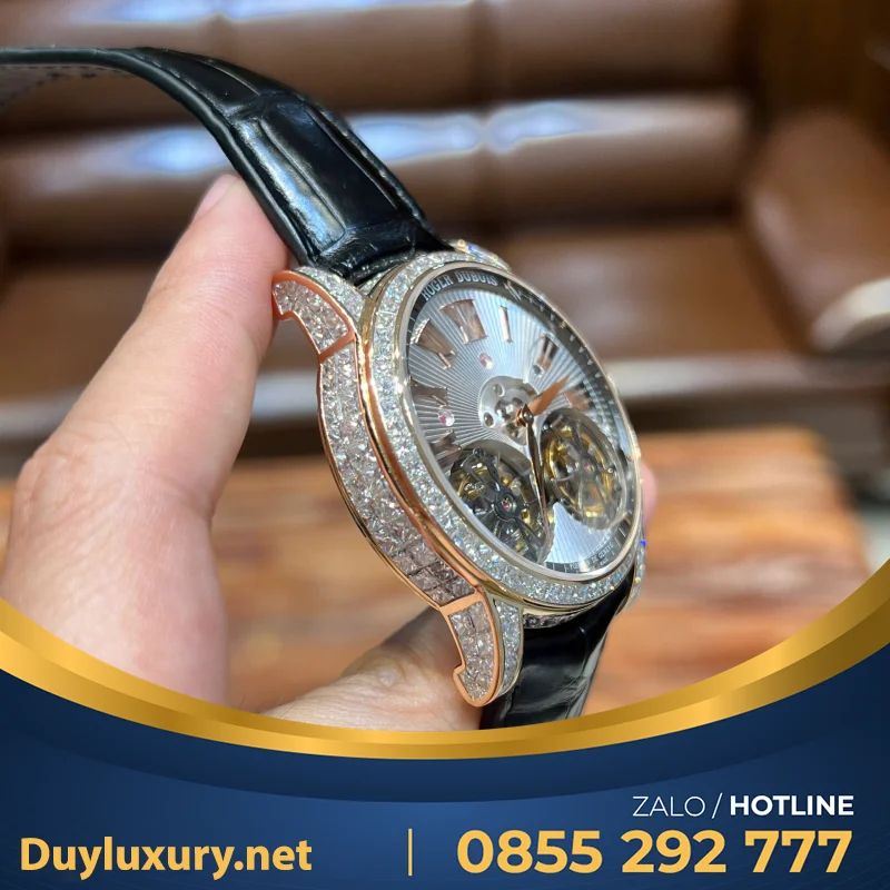 Đồng Hồ Roger Dubuis Chế Tác Vàng Hồng 18k Kim Cương Thiên Nhiên
