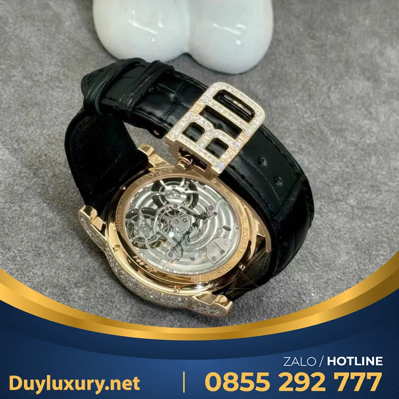 Đồng Hồ Roger Dubuis Double Tourbillon Chế Tác Vàng Hồng 18k Kim Cương Thiên Nhiên