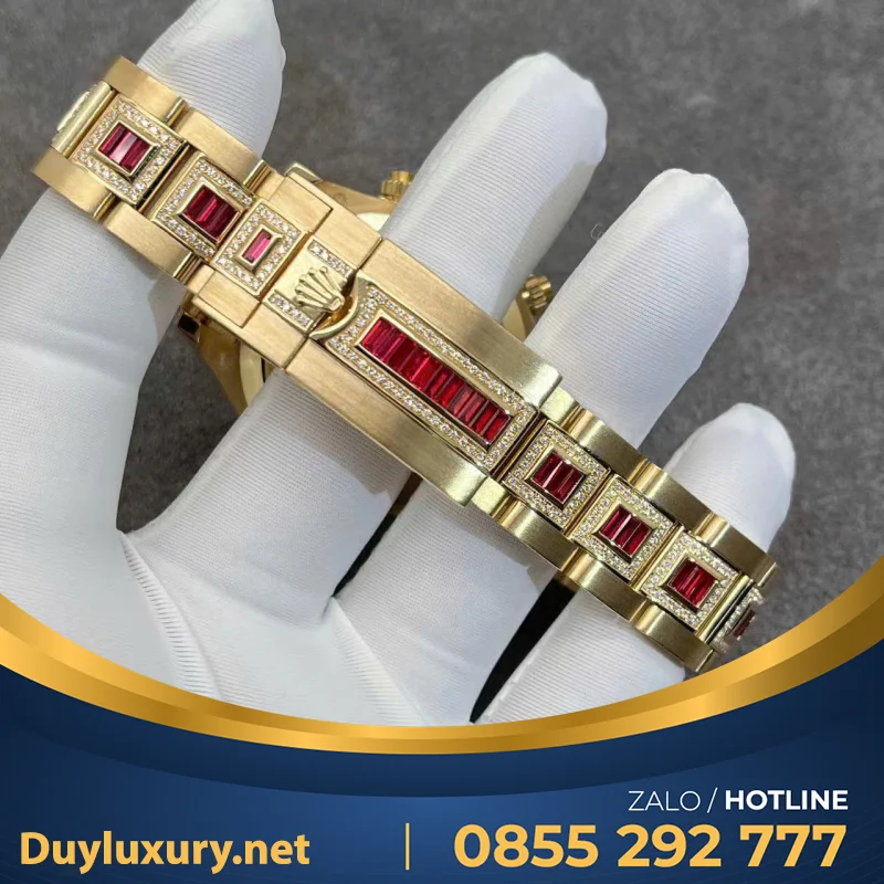 Đồng Hồ Rolex Chế Tác Daytona 126598TRU Vàng 18K Nguyên Khối + Ruby + Kim Cương Tự Nhiên 40mm