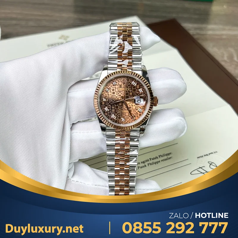 Đồng Hồ Rolex Datejust 126234 Mặt Số Vi Tính Màu Hồng Chế Tác Nhà Máy Clean 36Mm