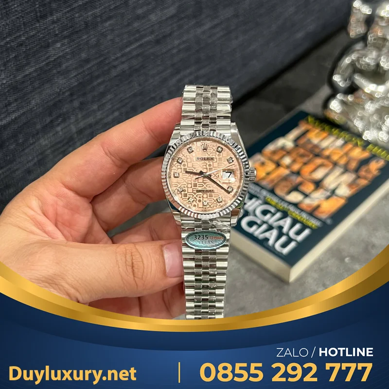 Đồng Hồ Rolex Datejust 126234 Mặt Số Vi Tính Màu Hồng Chế Tác Nhà Máy Clean 36Mm